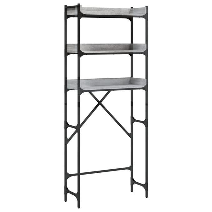 vidaXL - Wasmachinerek - 67x25x163 - cm - bewerkt - hout - grijs - sonoma