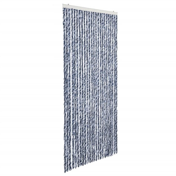 vidaXL - Vliegengordijn - 100x220 - cm - chenille - blauw, - wit - en - zilver