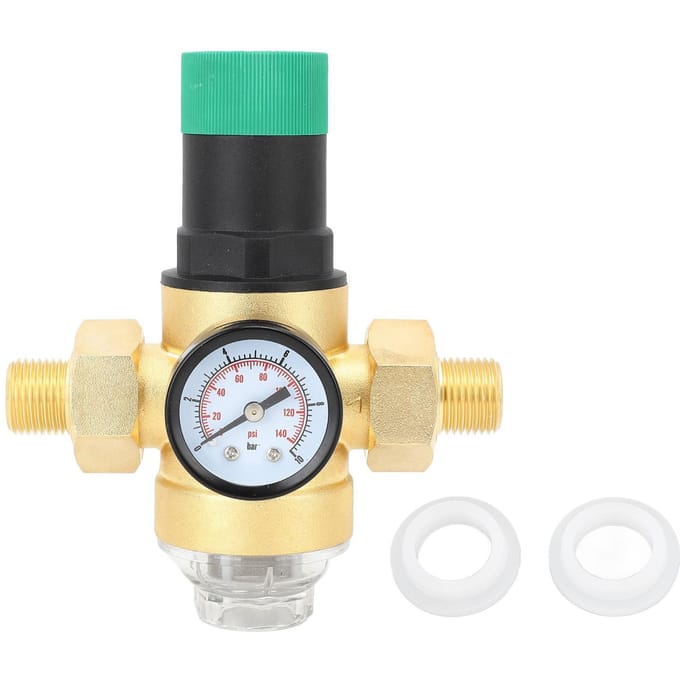 Waterdrukregelaar Messing G3/4 Waterdrukregelaar met meter Roestvrijstalen scherm