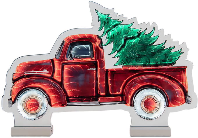 Clayre & Eef Kerst Infinity Spiegel Lamp Auto 40x5x28 cm Rood Kunststof