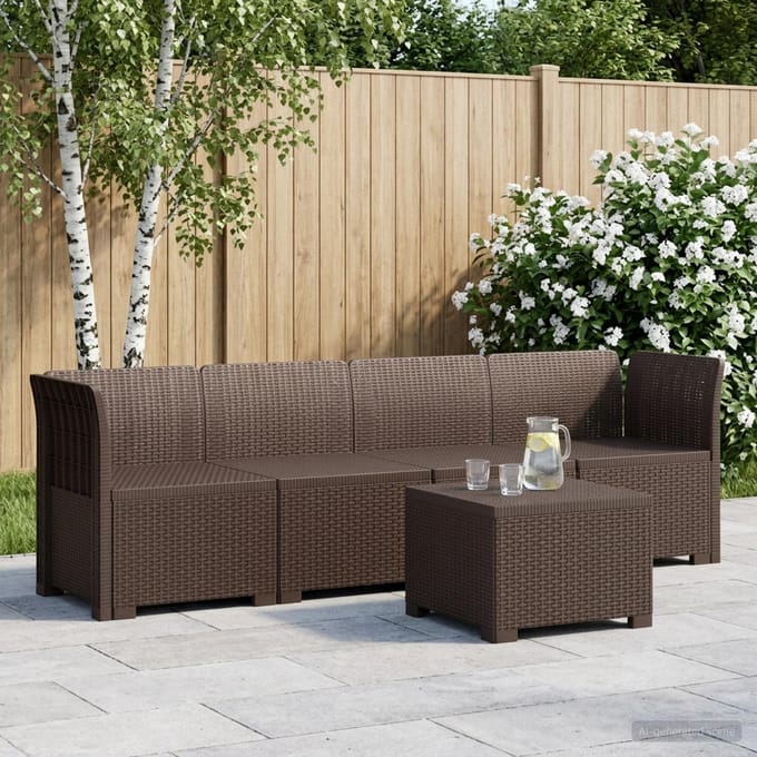 vidaXL - 4-Zits - Tuin - Sofa - Rieten - Look - PP - Bruin