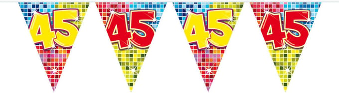 45 Jaar Mini Vlaggenlijn Birthday Blocks - 3 meter