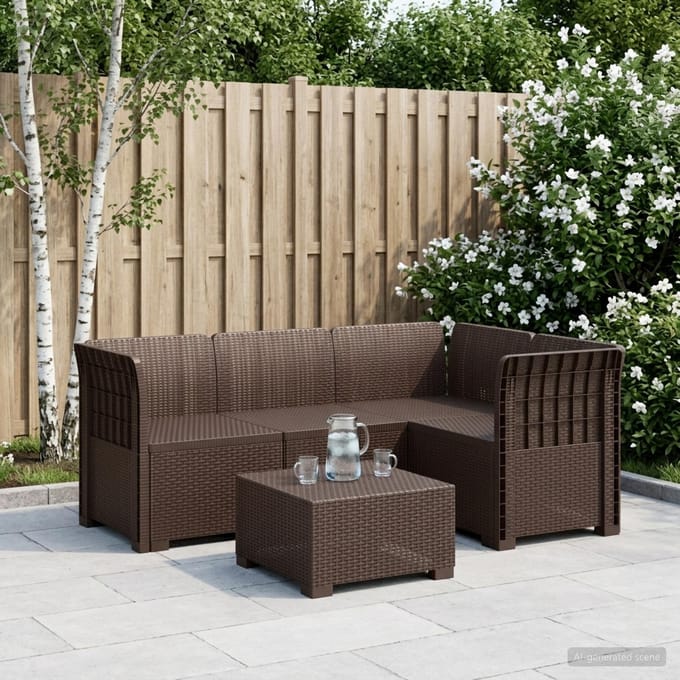 vidaXL - 4-Persoons - Tuin - Sofa - Rattan - Look - PP - Bruin