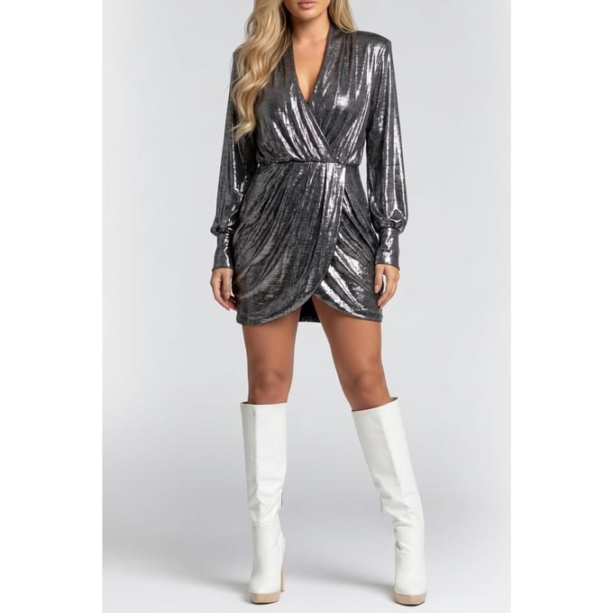 BA&SH Robe Miss Silver Größe: L | Minikleider Outlet | Damen | Grau