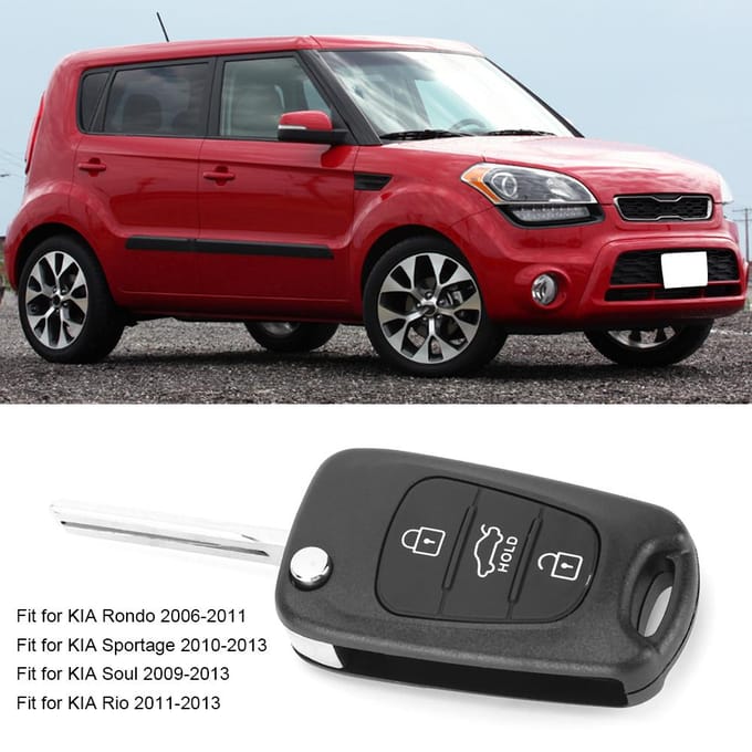 Auto Auto 3 Knopen Klapsleutel Fob Shell Case Zwart Vervanging Geschikt voor KIA Rondo gray