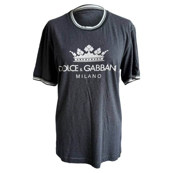 Dolce & Gabbana T-shirt met logo-print in grijs katoen