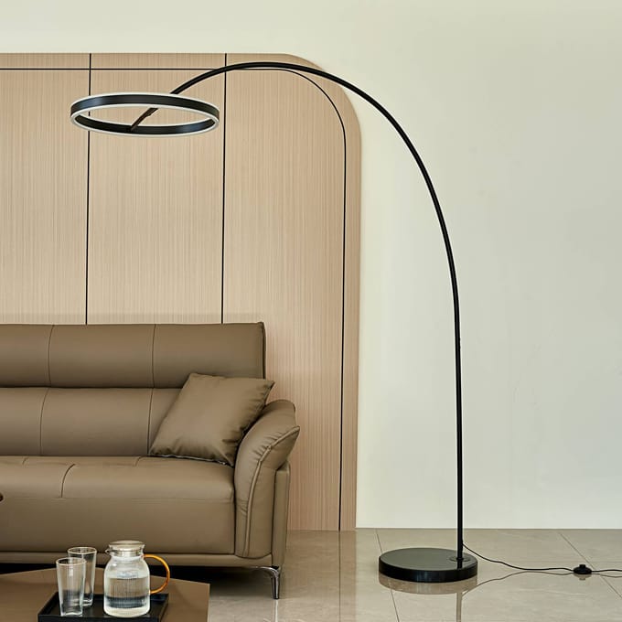 Lucande LED booglamp Jekta, zwart, 183 cm, dimbaar