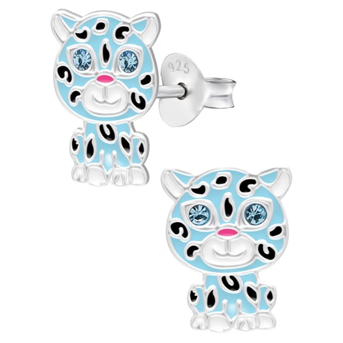 WeLoveSilver oorbellen - kinderoorknopjes - tijger - kristalogen
