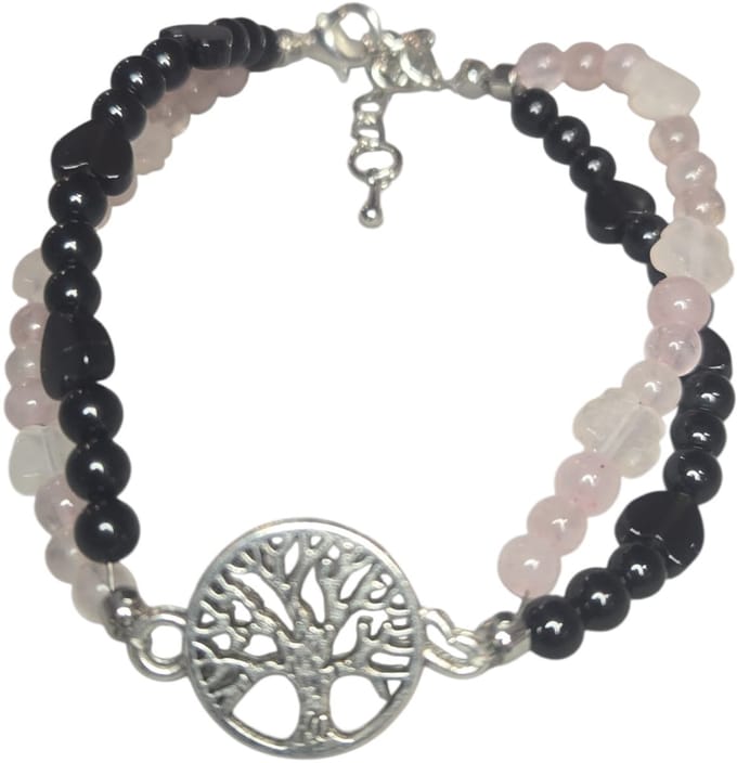 Rozenkwarts met zwarte toermalijn armband .