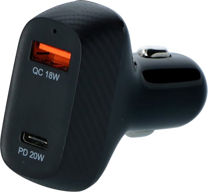 Carpoint Duo Snellader Auto 12/24V - 20W USB-C + 18W USB 3.0 - Autolader - Oplader