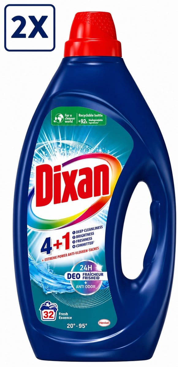 2 x Dixan - Vloeibaar wasmiddel - Fresh Blue - 32 wasbeurten