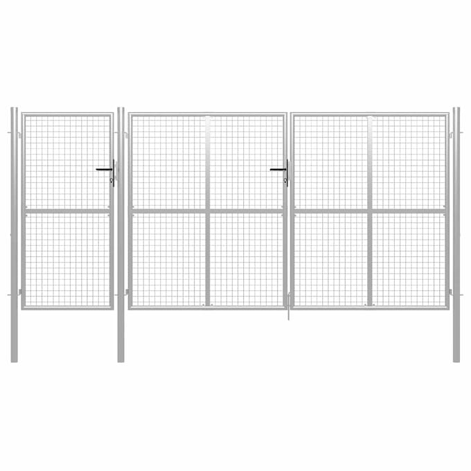 Portail de Jardin en Acier 400x150 cm Argenté