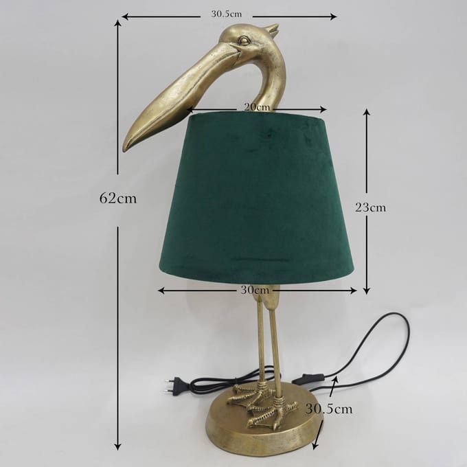KARE tafellamp Pelican, goud, linnen, hoogte 62 cm, E27