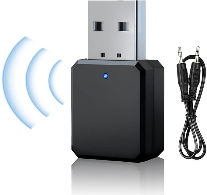 Allecto - Bluetooth Adapter - 5.1 USB Dongle - Dual Output - AUX en USB - Auto - Draadloos - Geschikt voor Auto - Adapter