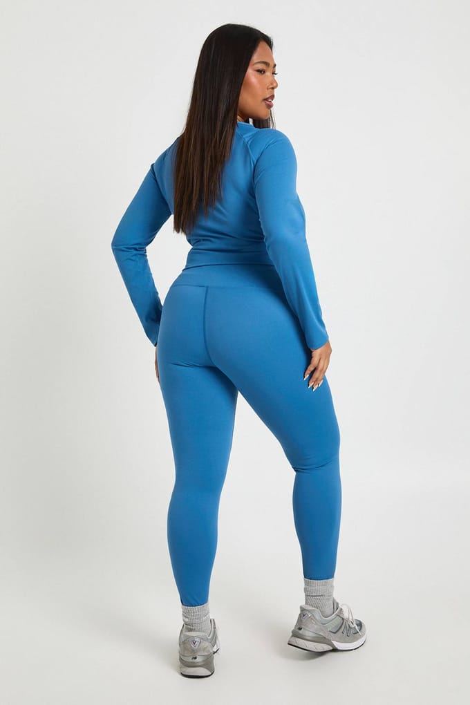 boohoo Dames Plus Super Zachte Sculpt Naaddetail Legging | Dark Blue | Maat: 28