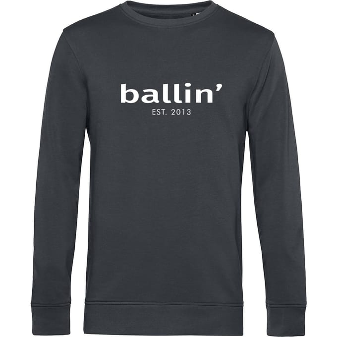 Heren Sweaters met Ballin Est. 2013 Basic Sweater Print - Grijs - Maat M