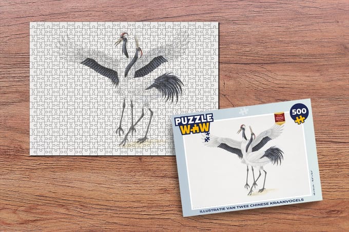 Puzzel Illustratie van twee Chinese kraanvogels - Legpuzzel - Puzzel 500 stukjes