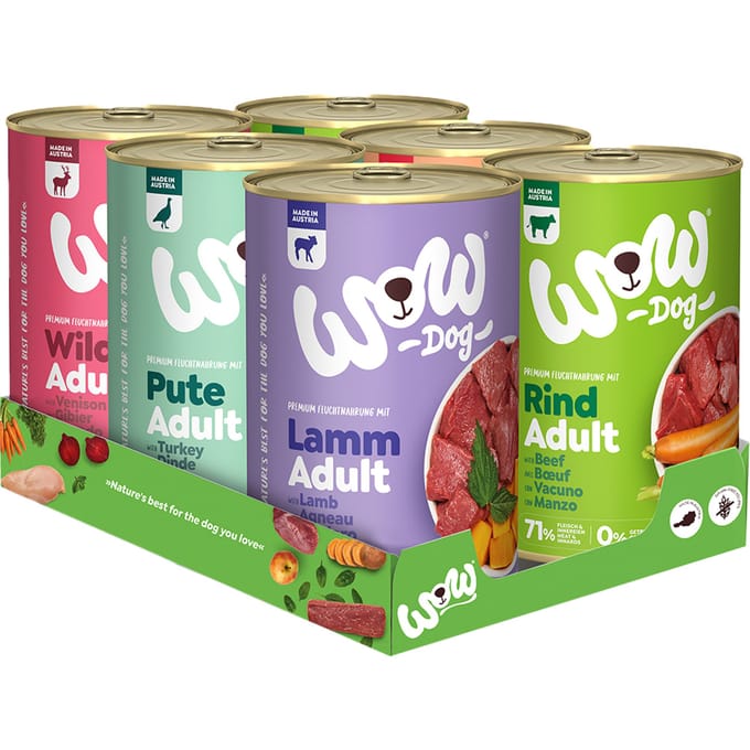 6x 400g WOW Adult Mixpack (5 soorten) nat hondenvoer