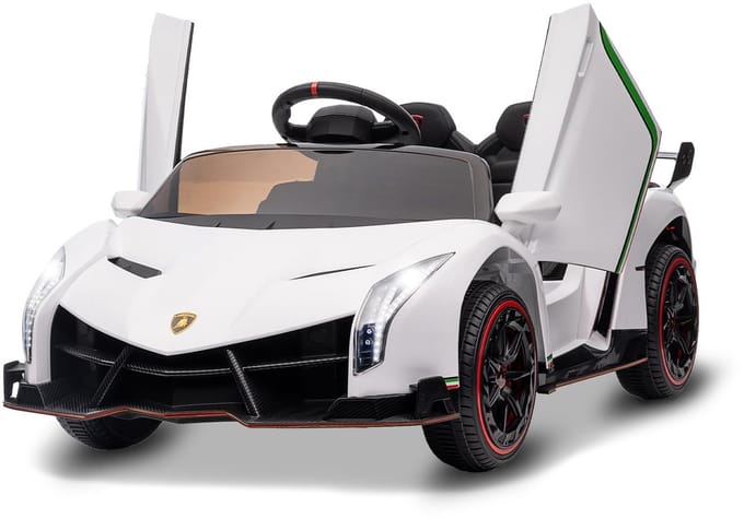 Danky Auto - Elektrische Kinderauto 12V - Wit - 2x35W Motor - Afstandsbediening - 3 Snelheden & LED