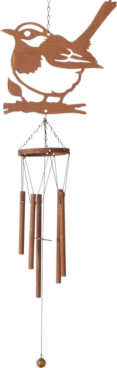 Boltze - Windgong - Windvanger - Metaal - Roestkleur - Vogeldesign - 70 cm - Tuin & Balkon Decoratie