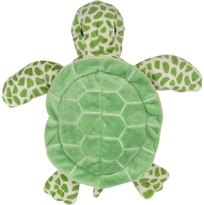 Nature Planet Zeeschildpad Handpop - groen - pluche - handpop knuffel - 24 cm