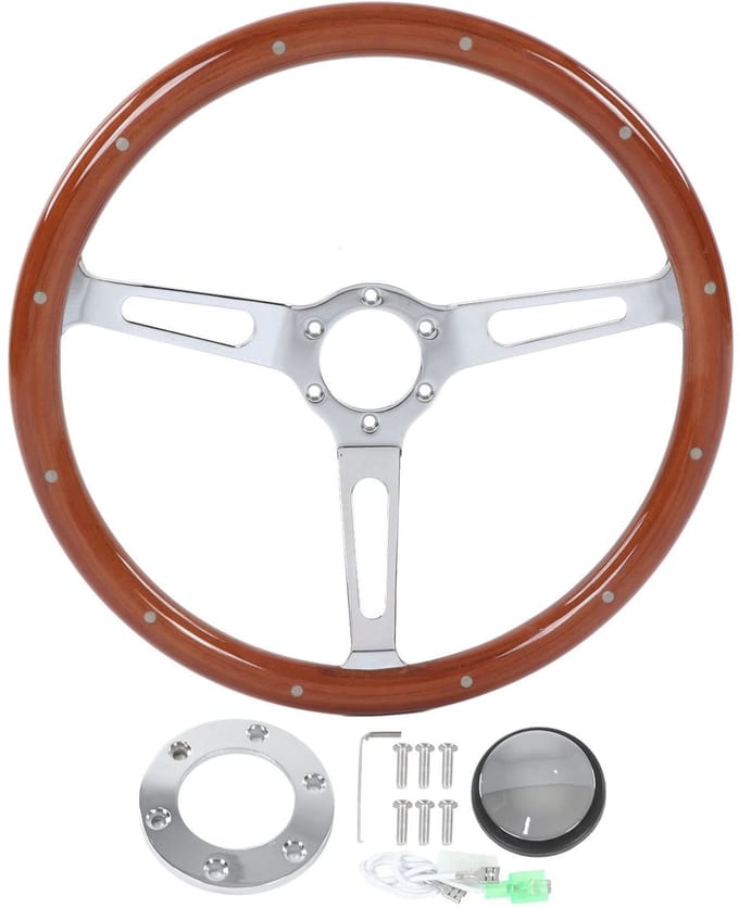 Klassiek Houten Stuurwiel - Retro Design - Diameter 380 mm