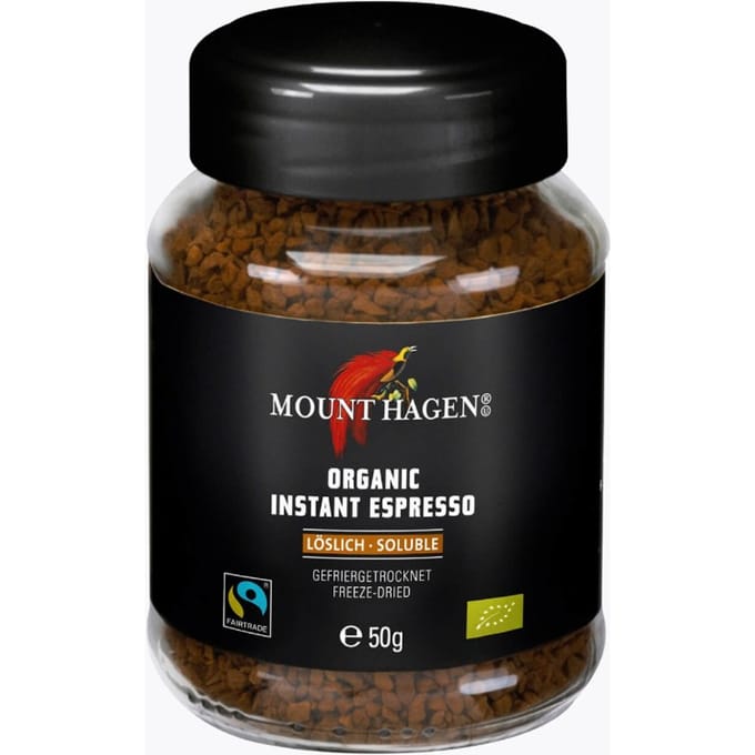Mount Hagen Instant Espresso 50 g | Papoea-Nieuw-Guinea, Peru | Biologische Fairtrade oploskoffie voor intense aroma's & chocoladeachtige noten