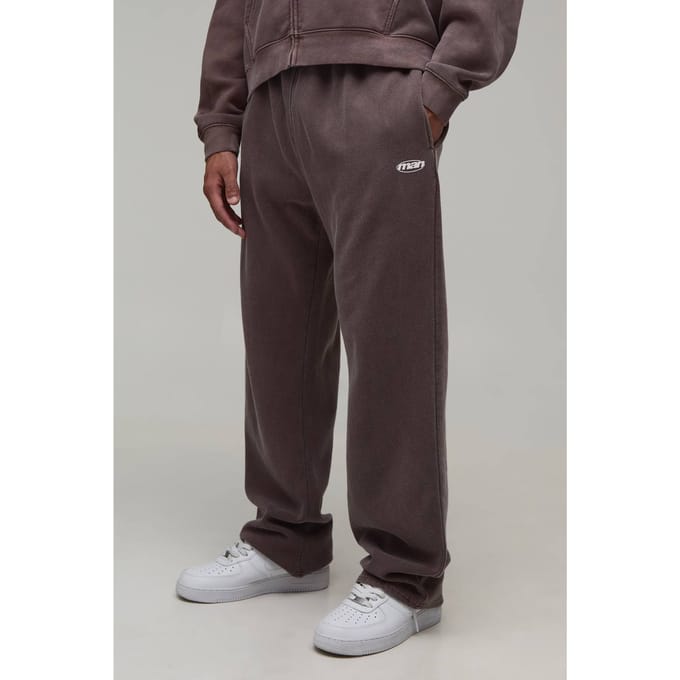 Rechte Pijp Heren Sport Gewassen Joggers | Washed Chocolate | Size Small