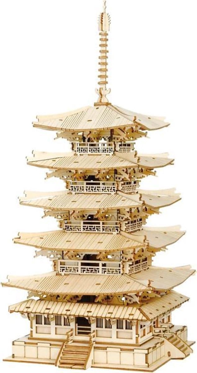 Robotime, 3D Houten Puzzel, Five-storied Pagoda, TGN02, 16x16x32cm