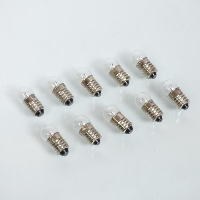 Doos van 10 kleine schroeflampjes E10 2.5V 300mA 0.75W voor zaklamp