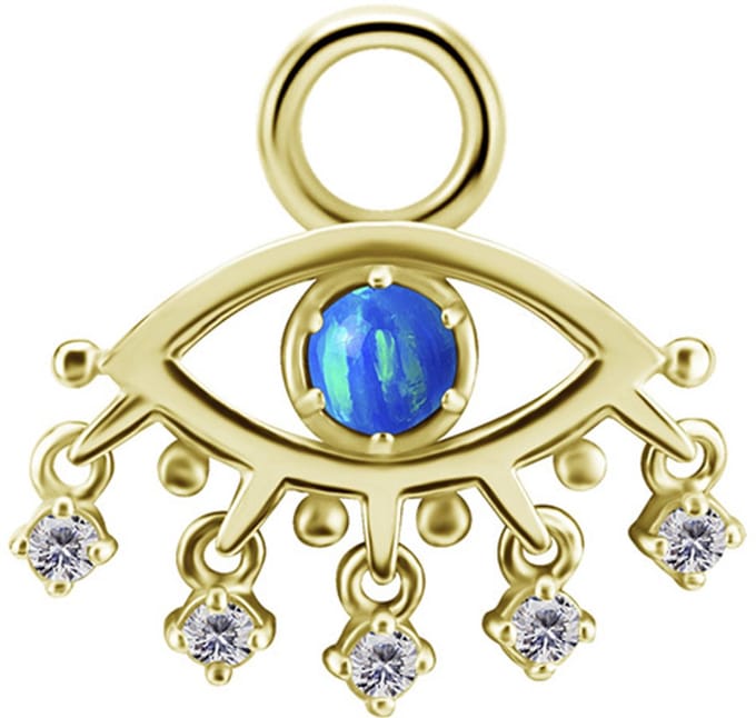 Crazy Needles - Goudkleurige Charms - Blauw Oog - Witte Zirconia