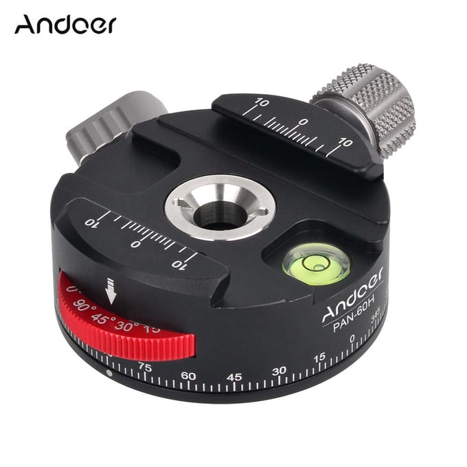 PAN-60H Panoramische kogelkop Statiefkop met indexerende rotator, AS-type klem rood