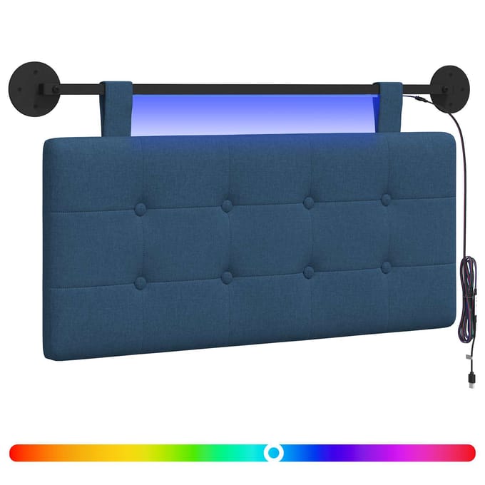 vidaXL - Hangend - hoofdbord - Met - LED-verlichting - Blauw - Stof