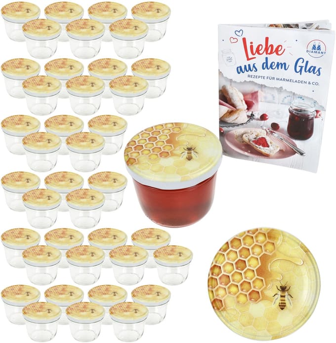 MamboCat Set van 40 bekers 230ml honing deksel + receptenboekje