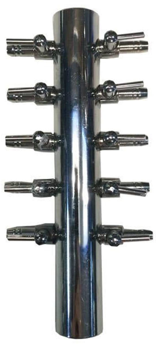 Luchtverdeler messing 10 uitgangen 4mm