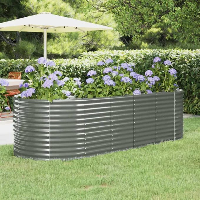 vidaXL - Plantenbak - 249x100x68 - cm - gegalvaniseerd - staal - grijs