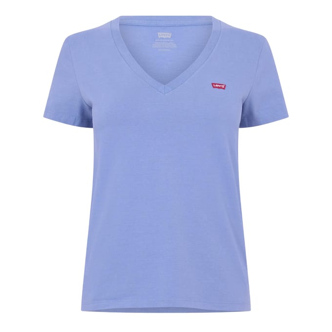 Levis Dames Perfect Logo V-hals T-shirt (Blauw)