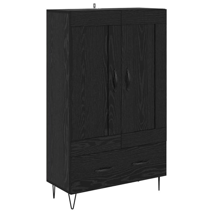 vidaXL Highboard Zwart Eiken 69,5 x 31 x 115 cm Bewerkt hout