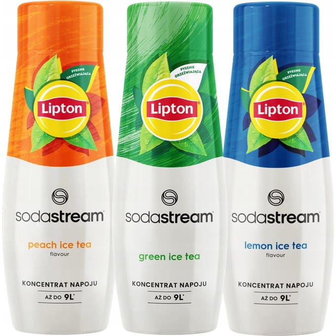 Sodastream Lipton Ice Tea Pêche + Citron + Thé Vert Pack de 3 concentrés