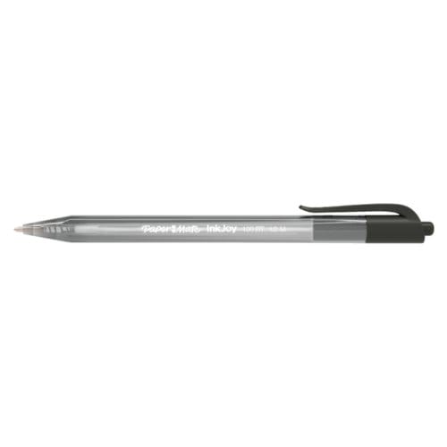 Paper Mate InkJoy 100RT-balpennen met drukknop | Medium punt (1,0 mm) | Zwart | 100 stuks