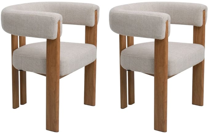 DÉJA Living Eetkamerstoel Aragon - Beige/Naturel - Zithoogte 46cm - Set van 2