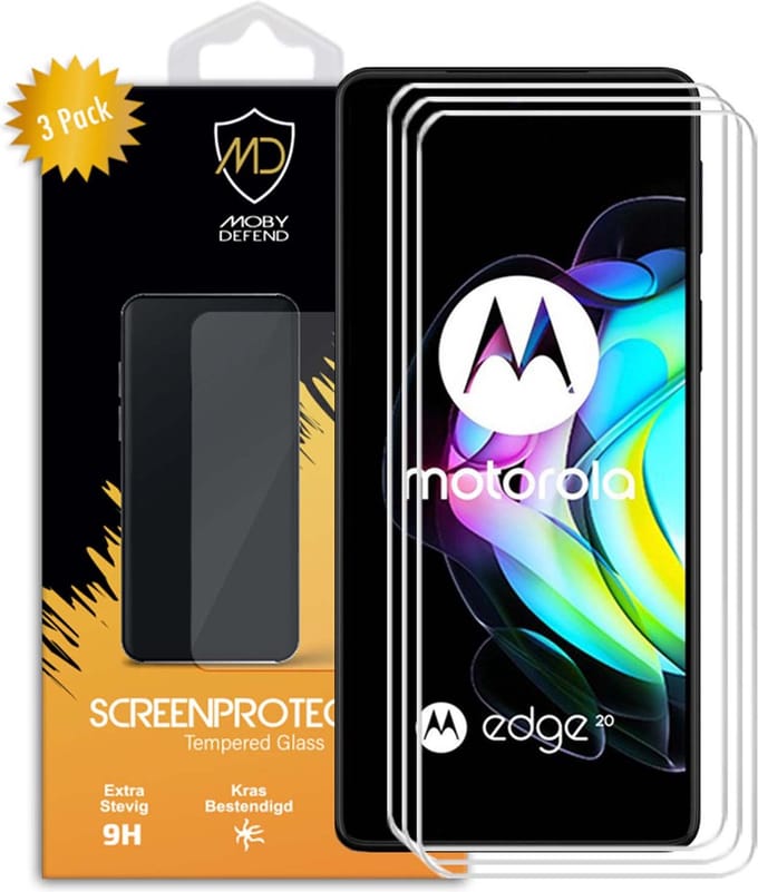 3-Pack MobyDefend Screenprotectors - Geschikt voor Motorola Edge 20 - Case-Friendly Screensavers - Gehard Glas