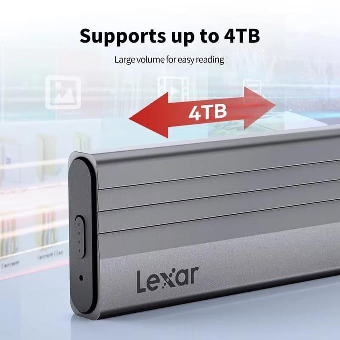 Lexar M.2 NVMe SSD Behuizing 10Gbps USB 3.2 Gen 2 Type-C Externe Harde Schijf Behuizing SSD Lezer, Mobiele Solid State Disk Box, Ondersteunt NVMe SSD tot 4TB M.2 NVMe【10Gbps，Type-C to Type-C】 gray