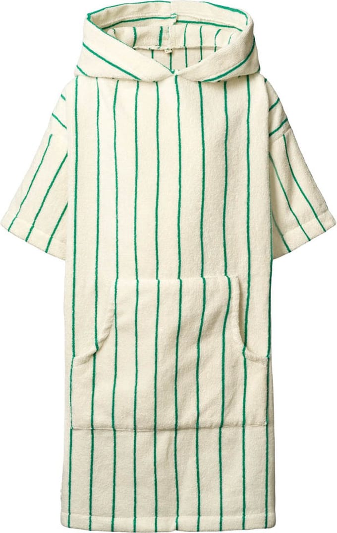Bongusta Naram Kids Poncho Pure white & grass (wit & groen) - maat 8-10jr