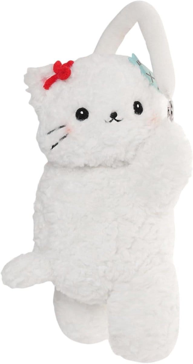 Pluche Doekhouder - Zakdoek Dispenser - Auto Interieur - Schattig Kat Design - 23 x 34 cm - Grijs