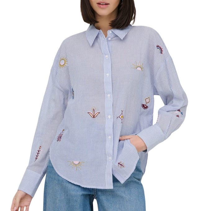 JDY Paige LS Loose Embossed Woven Blouse Dames - Maat L