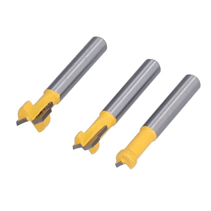 3 stuks Sleutelgat Bovenfreesbits Set 14in Schacht T-sleuf Bovenfreesbit Frezen voor Hout