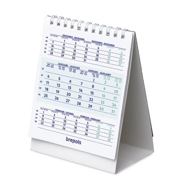 Brepols Bureaukalender kwartaal 2025 staand 10x13 spiraal