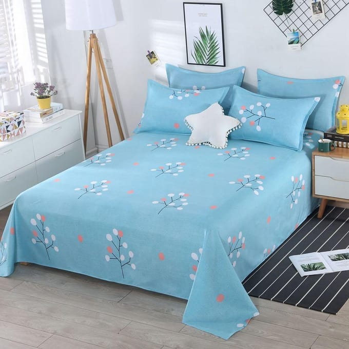 Draps de lit doux pour la peau, draps de lit en coton absorbant la transpiration et respirants 160*230cm