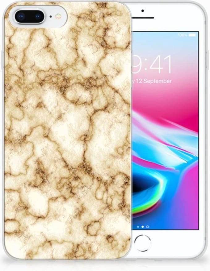 Apple iPhone 7 Plus | 8 Plus TPU Siliconen Hoesje Marmer Goud